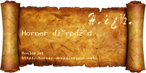Horner Árpád névjegykártya
